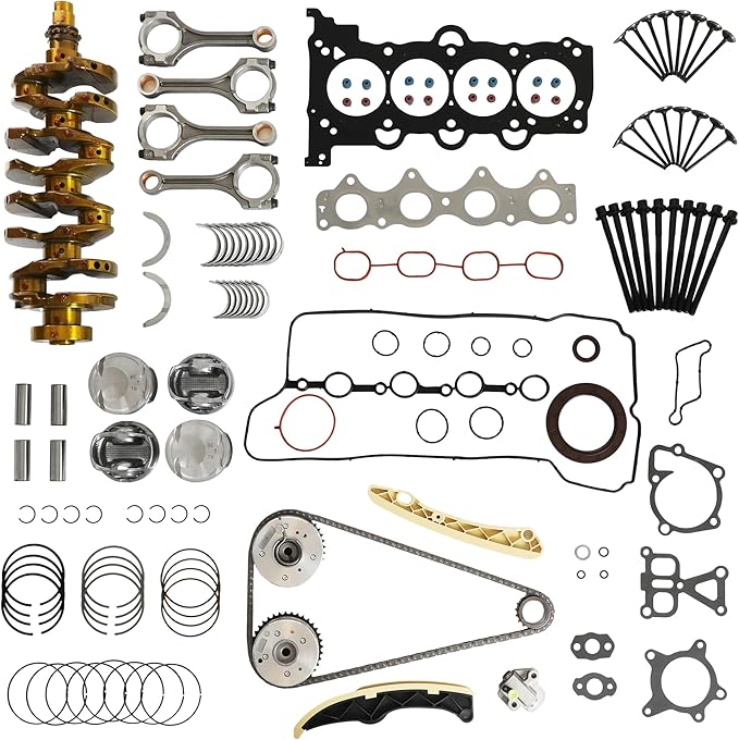 G4FJ 1.6 Engine Overhaul Rebuild Kit w/Crankshaft Head Gasket Set Timing Chain Kit w/VVT Connecting Rod Piston Kit Fit For Hyundai Accent Veloster Elantra Kia Rio Optima 2012-2019 1.6L 21020-2B000