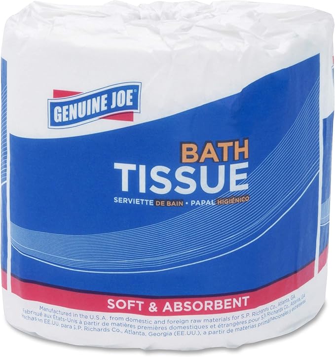 Genuine Joe Standard Bath Tissue, 4" x 4", 2-Ply, 550 Sheets/Roll, 80 Count