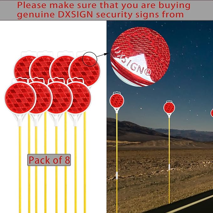 Reflectors for Driveway Entrance Orange Reflective Driveway Markers Snow Plow Markers Plow Markers 51 Inch Yellow Fiberglass Pole Double Sided Reflector for Driveway (8-Pack)