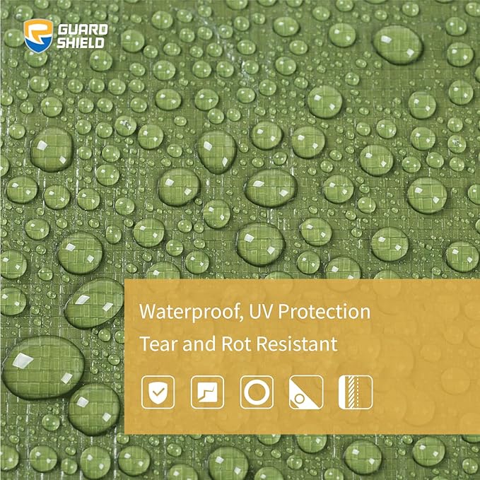 GUARD SHIELD Heavy Duty Tarp 30x40 Feet Green Multi Purpose Thick Waterproof Poly Tarp Cover 10mil