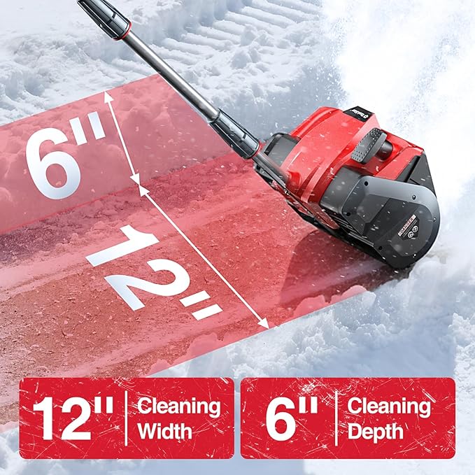 Cordless Snow Blower, Electric Snow Shovel with Total 2 x 5.0 Ah Batteries and Charger, Battery Powered Snow Thrower with LED, 23 Ft Distance with Directional Plate for Driveway, Step, Patio, Sidewalk