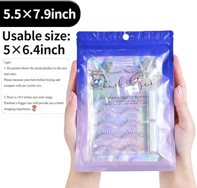 100 Pack Resealable Plastic Bags for Food Storage, Zipper Bags with Clear Front Window, Packaging Pouch for Small Business (Purple & Blue, 5.5x7.9 inch)