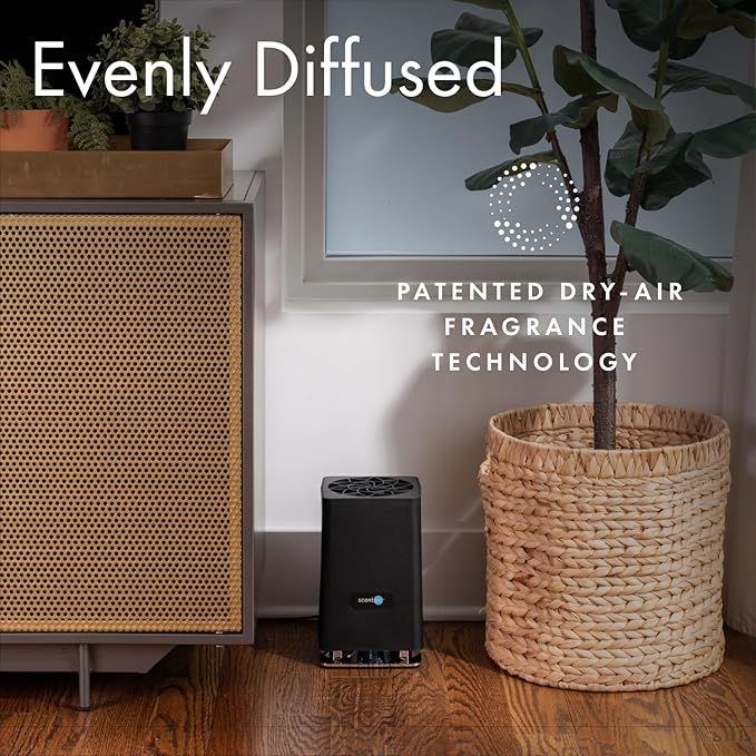 ScentAir Whisper Home | Black Diffuser Machine, Scents up to 800 Sq. Ft Room, Compatible with Alexa & Google, WiFi & Bluetooth Enabled - ScentAir Cartridge White Tea & Fig