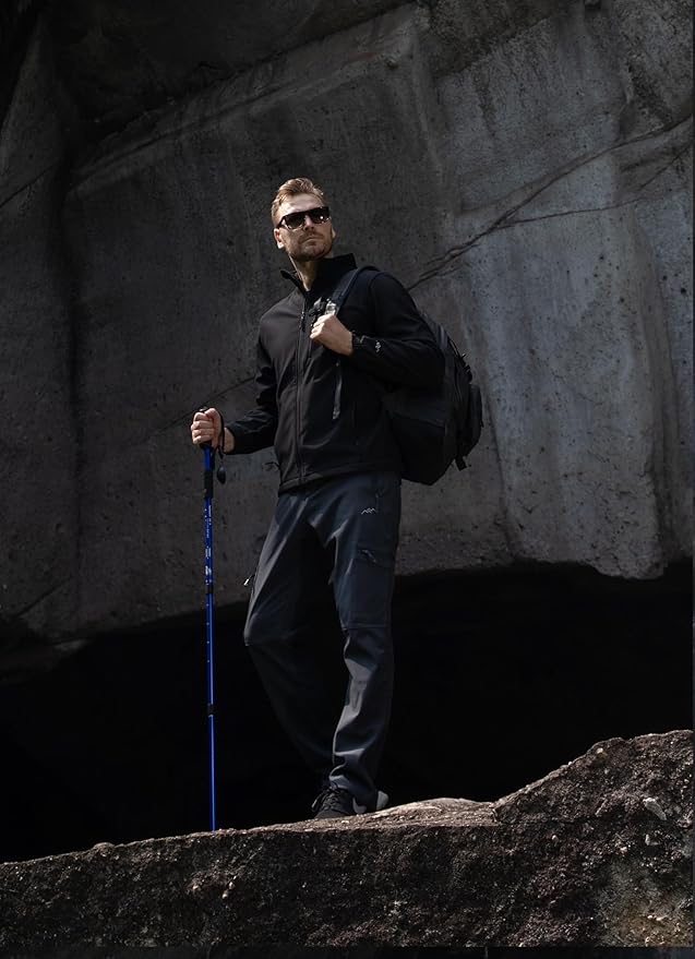 TRAILSIDE SUPPLY CO. Men's Softshell Jacket Fleece Lined Windbreaker,Lightweight Water Resistant Winter Coat