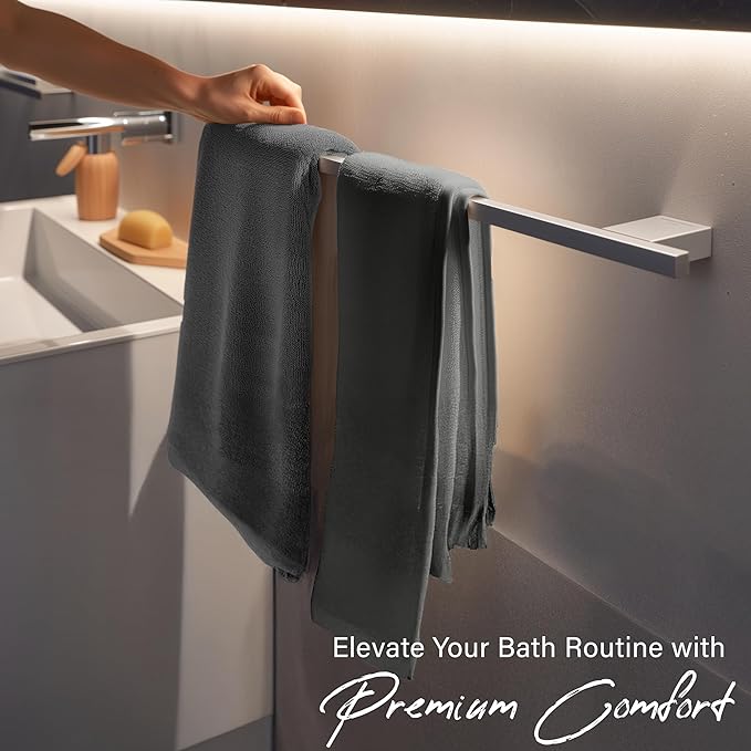EcoNour Luxury 6-Piece Cotton Towel Set | 100% Dark Grey Turkish Cotton Towels for Bathroom, Spa, Gym & Hotel | Includes 2 Bath Towels, 2 Hand Towels, 2 Wash Cloths | Soft,Quick Dry & Highly Absorbent