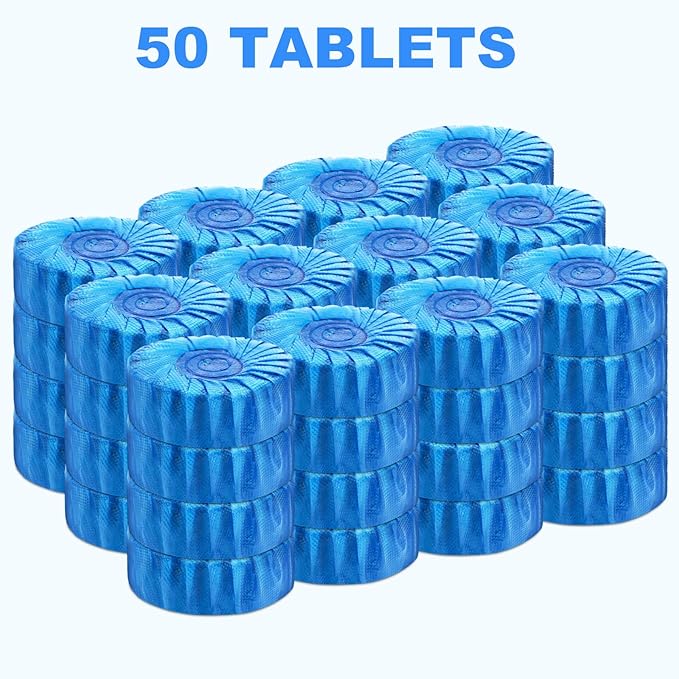 CHMI 50 Pack Toilet Bowl Cleaner Tablets, Long-lasting Bathroom Toilet Tank Cleaner.(Blue)