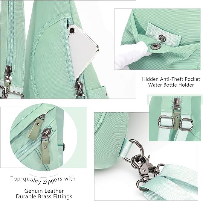 KL928 Nylon Sling Bag - Small Crossbody Backpack Shoulder Casual Daypack Multipurpose Rucksack for Men Women