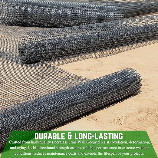 Farm Plastic Supply - Retaining Wall Geogrid - Driveway Stabilization Grids, Gravel Grid Walls Geocell Geogrid for Retaining Wall, Retaining Wall, StrataGrid (3' x 50')