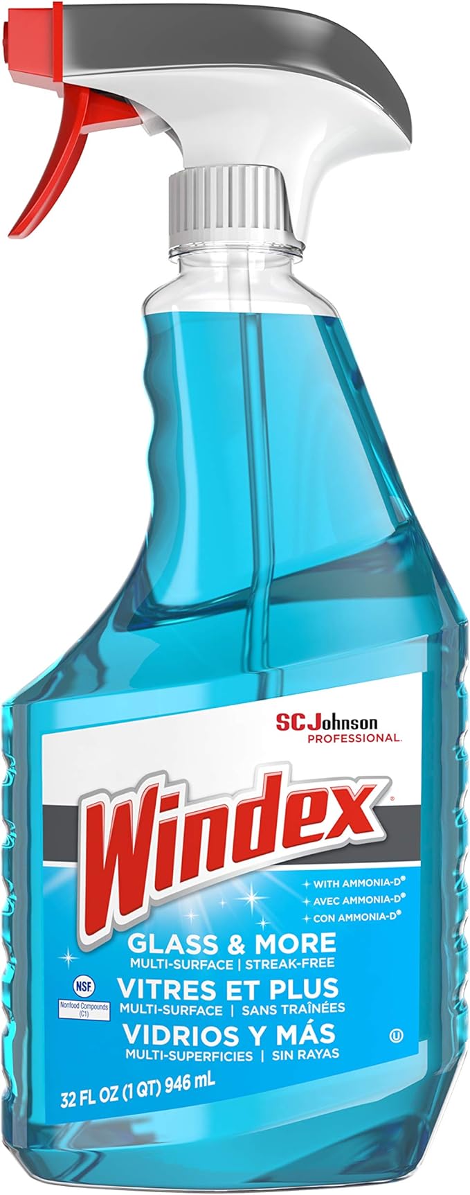 SC Johnson Professional Windex Glass More Cleans with a Streak-Free Shine, 32 Fl Oz (Pack of 8)
