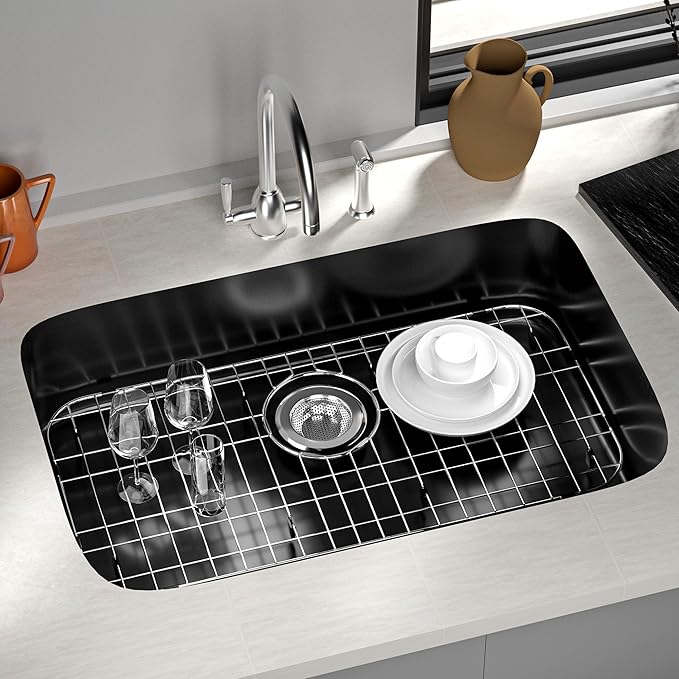 Sink Protector for Kitchen Sink,22.8 X 12.8 inch Sink Rack,Metal Sink Grate with Strainer,Stainless Steel Sink Grid for Bottom of Sink with Rear Drain Hole