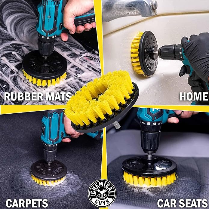 Chemical Guys CWS203 - HOL315 Foaming Citrus Fabric Clean, Easy-to-Use Drill Brush Carpet & Upholstery Fabric Cleaning Kit (Car Carpets, Seats & Floor Mats), 16 fl oz, Citrus Scent