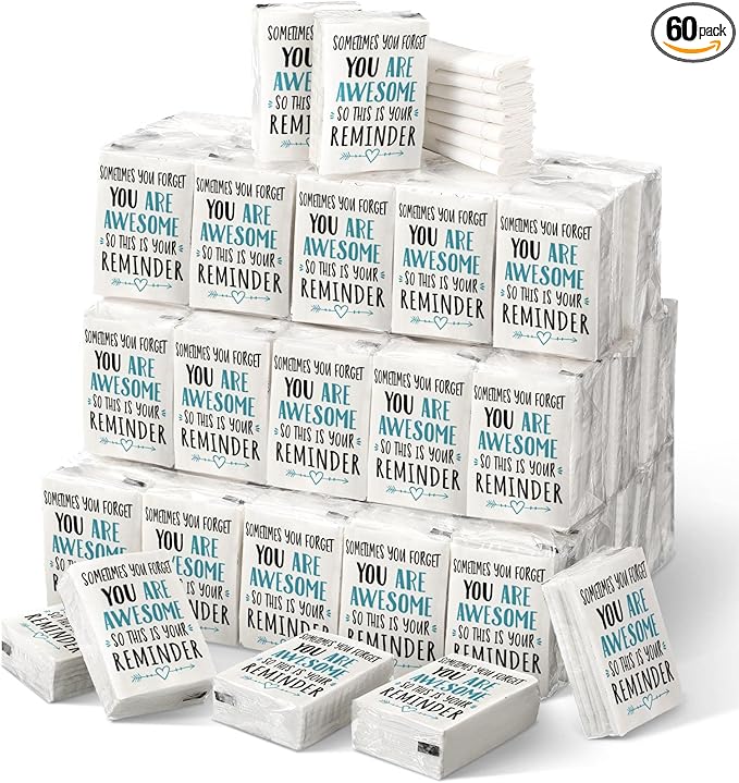 Fuutreo Motivational Facial Tissue Packs 3 Ply Inspirational Pocket Travel Packs Appreciation Gifts Soft Tissues Packs Individual Packs Travel Bulk for Wedding
