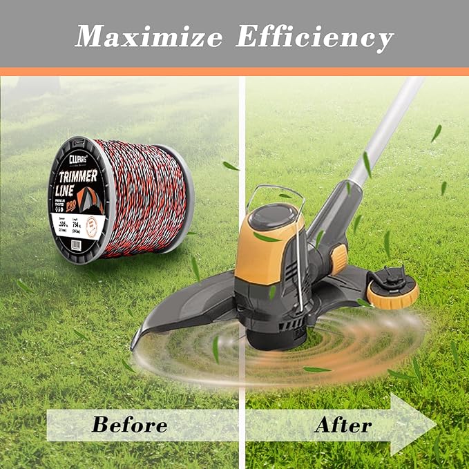 Cluparis 3-Pound Super Heavy Duty Trimmer Line .105-Inch-by-794-ft Twist Pro Trimmer Line Spool 3-Component Tri-Extrusion Weed Eater String with Super Line Cutter