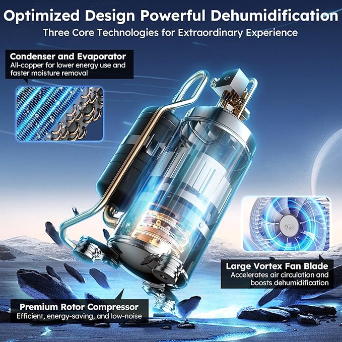 5000 Sq.Ft Energy Star Most Efficient 2024 Dehumidifier,DECIUU Max 100 Pint (Standard 70 Pint) Dehumidifier for Basement with Drain Hose,Intelligent Humidity Control for Home Bathroom Garage Bedroom