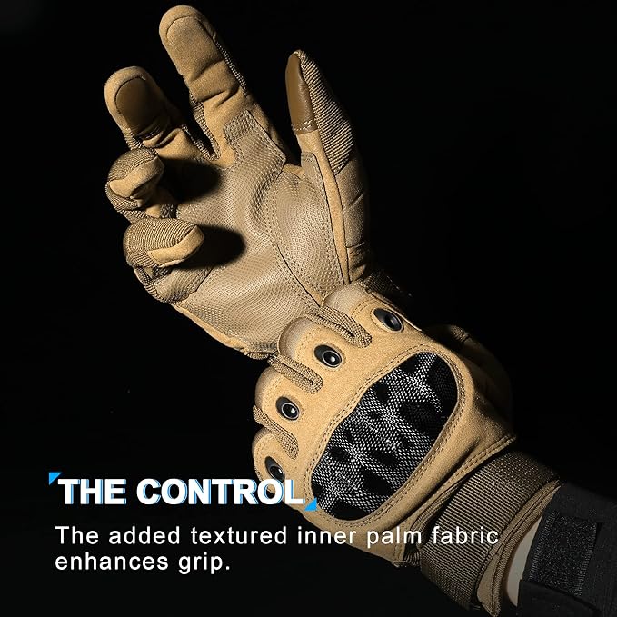 Motorcycle Tactical Gloves for Men - Touchscreen, Hard Shell & Palm Padding for Airsoft Paintball Hunting Hiking Camping Climbing Sports Cycling Gloves