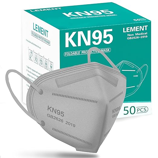 50PCS KN95 Face Mask 5 Layer Cup Dust Safety Masks Breathable Elastic Ear Loops Grey Masks