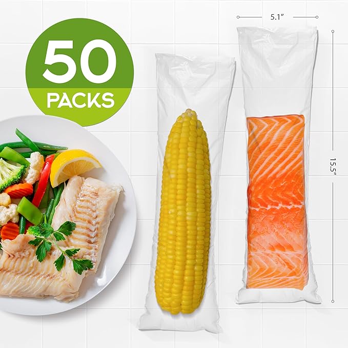 Disposable Heat Resistant Cooking Bags – Multi-Use BPA-Free Plastic Food Bags Good For Poultry & Vegetables. For Cooking, Reheating, Microwave, Roasting, & Defrosting,– 50 Pack