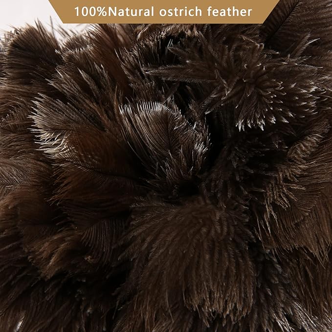 THARAHT 1PCS Ostrich Feather Duster Fluffy Natural with Wood Handle Reusable Washable for Cleaning Keyboard,Home,Car,Office Ostrich Feather Duster,16 Inch