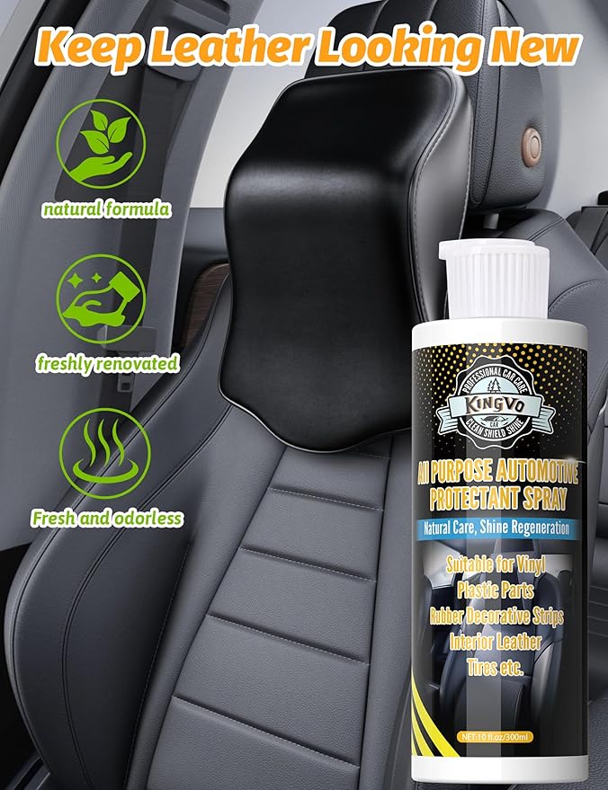 Kingvo Car Leather Conditioner, Leather Protector Repair Kit Car Interior Polish Care for Couch Vinyl Purses Boot Furniture Auto Upholstery,10 OZ