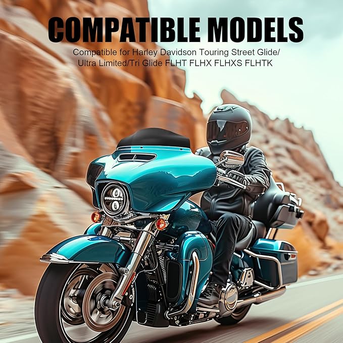 JMTBNO Black 7" Motorcycle Wave Windshield Windscreen Compatible for 2014-2024 Harley Davidson Touring Street Glide/Electra Glide/Ultra Limited/Tri Glide FLHT FLHX FLHXS FLHTK