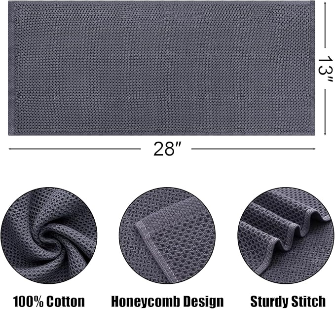 Kitinjoy 100% Cotton Waffle Weave Kitchen Towels, 12-Pack Super Soft and Absorbent Kitchen Dish Towels for Drying Dishes, Kitchen Hand Towels, 13 in x 28 in, Mixed Color