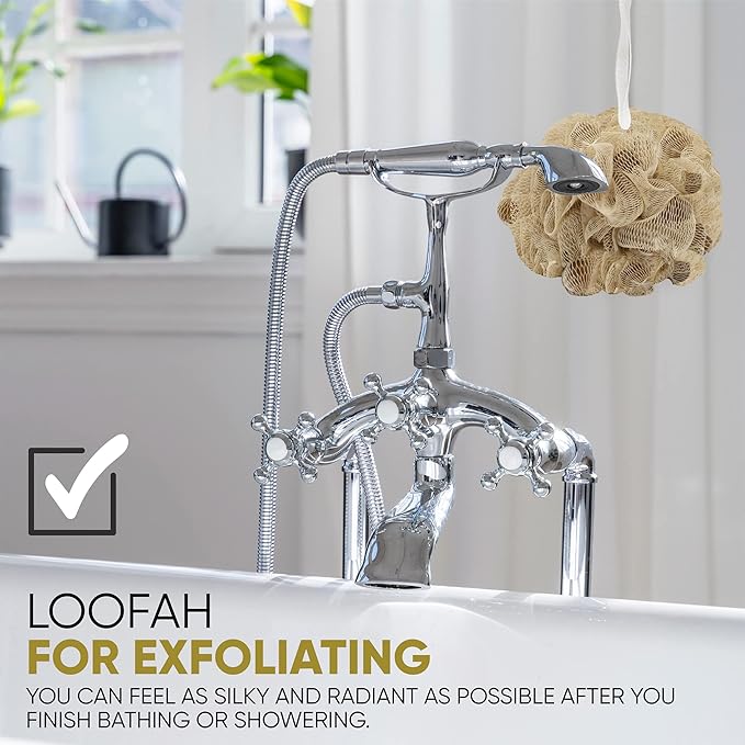 T.Taio Esponjabon Shower Bath Puff Soap Sponge - Loofah Luffa Loufa Body Wash Ball - Mesh Pouf Scrubber for Full Cleanse Lather Skin Care - Essential Beauty Bathroom Accessories - Fresh Oatmeal Scent