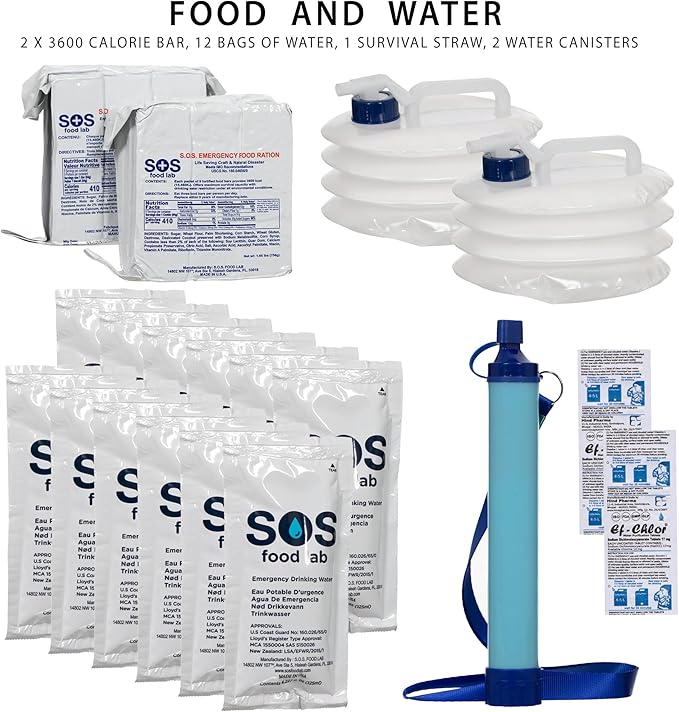 Complete 72 Hour Survival Kit - 2 Person Survival Kits, Deluxe Bug Out Bag, Emergency Bugout Backpack for Floods, Blackout, Disaster Preparedness Earthquake Supplies, Survival Pack