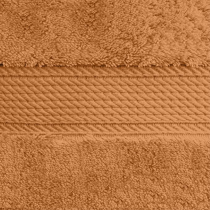 Superior Egyptian Cotton Pile Hand Towel Set of 4, Ultra Soft Luxury Towels, Thick Plush Essentials, Absorbent Heavyweight, Guest Bath, Hotel, Spa, Home Bathroom, Shower Basics, Rust