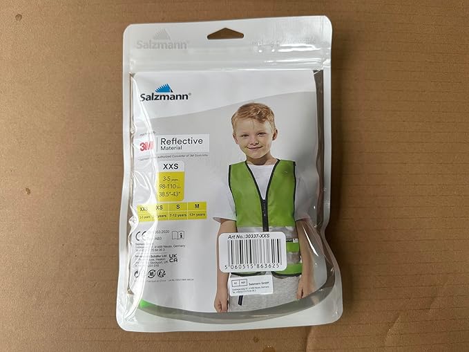 Salzmann Children's High Visibility Vest - Reflective Safety Vest with Zipper - Made with 3M Reflective Material