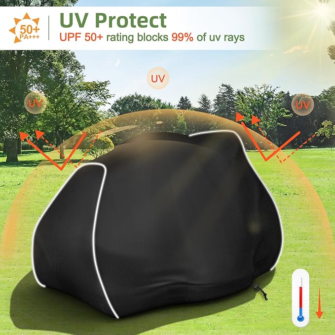 Riding Lawn Mower Cover, 600D UV & Dust & Water Resistant Lawn Tractor Cover, Durable Outdoor Universal Riding Lawnmower Cover with Reflective Strip(72"L x 54"W x 46"H/Black)
