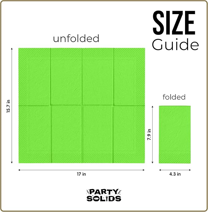 Lime Green Dinner Napkins Disposable 8" x 4" Folded - 40 Pcs 2 Ply Lime Green Napkins Disposable Paper Guest Towels for Bathrooms, Dinners, Everyday Parties & Party Supplies