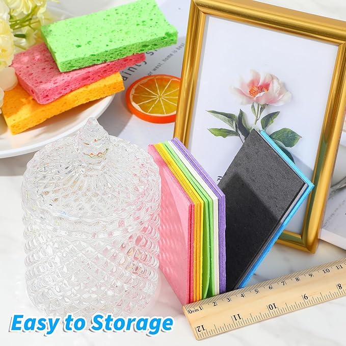 20 Pack Cleaning Sponge Kitchen Dish Sponges Non-Scratch Compressed Sponges Colorful Wash Scrub Sponge for Household Dishes Bathroom Cars Dining Dishwashing Cookware