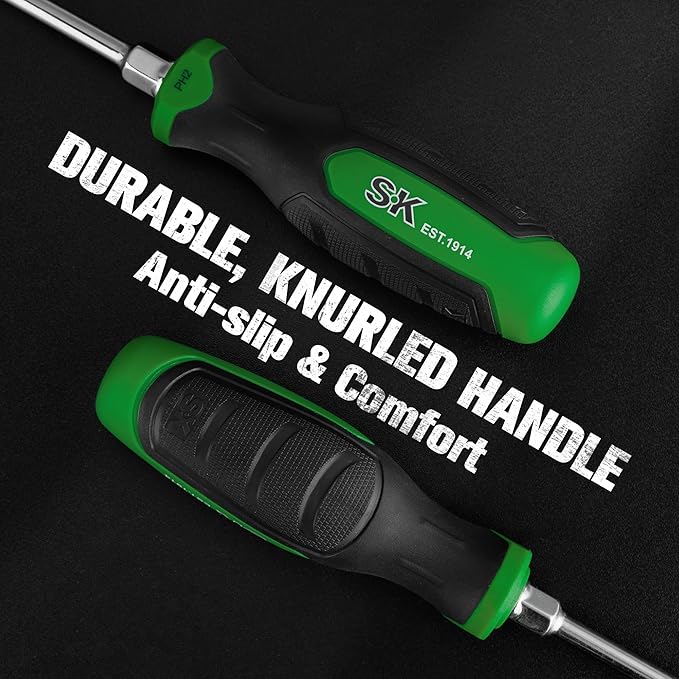 SK 6-Piece Magnetic Screwdriver Set, S2 Steel, 3 Slotted & 3 Phillips Screwdrivers, SureGrip Handle