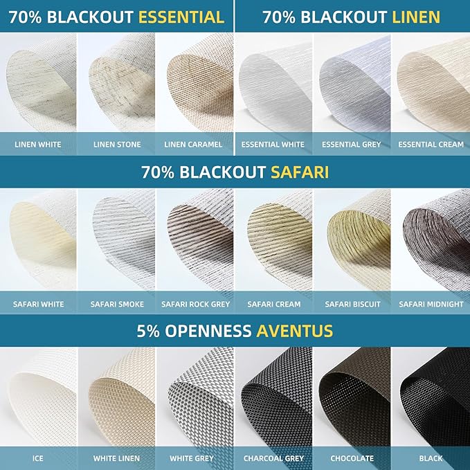 SmartWings Motorized Light Filtering Shades Fabric Sample (30 Colors), 50%/60%/70% Blackout, Custom Size, Rechargeable Battery, Works with Matter/Apple HomeKit, Alexa, Thread/Zigbee, Remote Optional