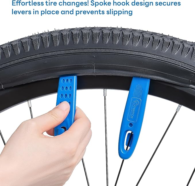 YunSCM 4-Pcs Ultra Strong Plastic Steel Bike Tire Levers, Thickened and Widened Bicycle Tire Levers,Bike tire Replacement Tool, Tire Removal Tool for Road Mountain Bike Tires(Blue)