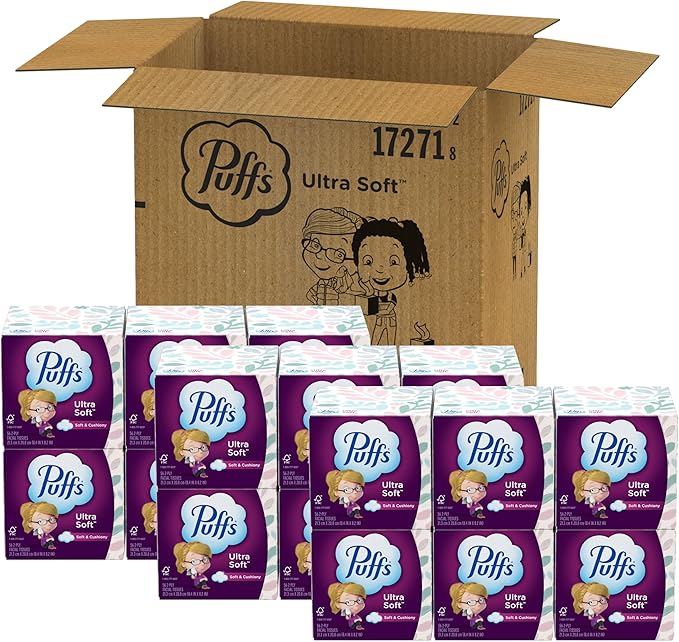 Puffs Ultra Soft Facial Tissues, 18 Cubes, 56 Facial Tissues Per Box