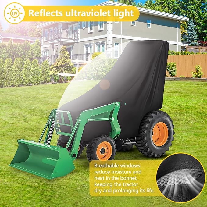AKEfit Tractor Cover,420D Heavy Duty Waterproof, Dustproof, UV Protection Universal Tractor Covers for Kubota, John Deere,Bobcat & Compact Utility Tractors