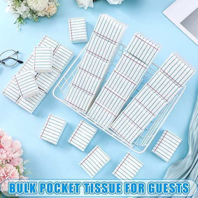Ctosree 50 Pack Classroom School Pocket Tissues Travel Packs Bulk 500 Sheet Small Notebook Tissues Pocket Packs 3 Ply Mini Travel Size Individual for Student Teacher (Classic)