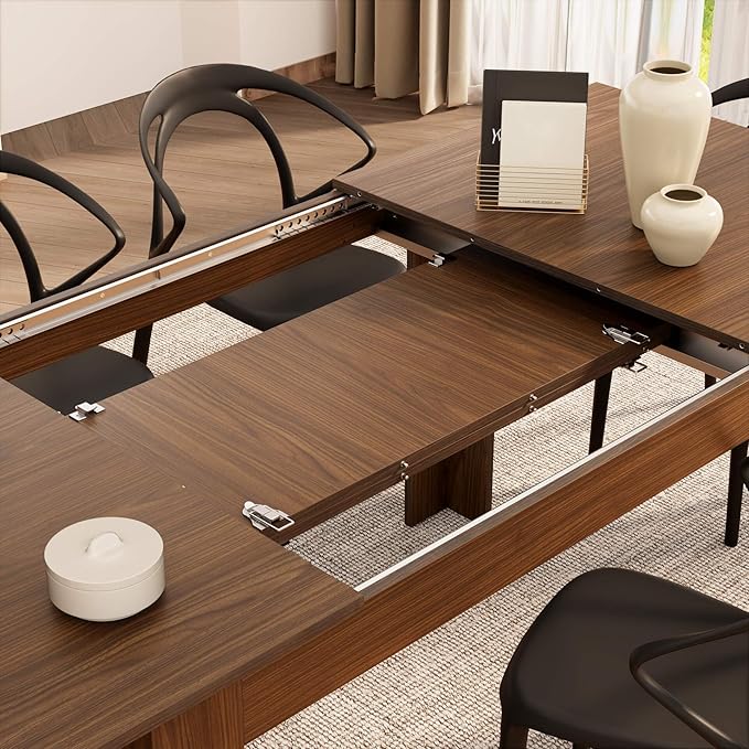 Mobili Fiver, Easy, Extendable Dining Table, 55.1(86.6) x35.4 in, Walnut, Made in Italy