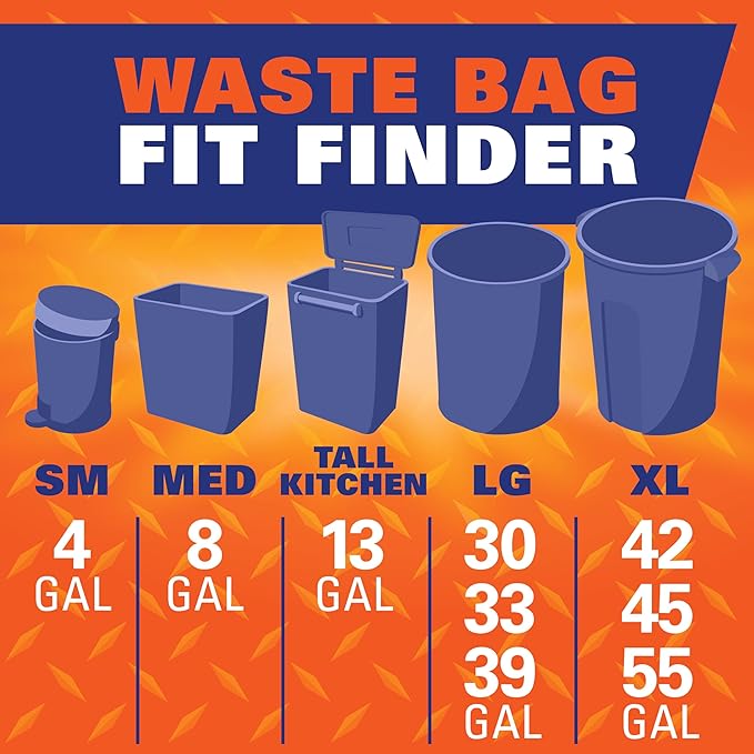 Hefty Strong White 13 Gallon Trash Bags with Drawstrings, Unscented Tall Kitchen Trash Bags, Resists Leaks, Punctures, and Tears, Durable Closure, 120 Ct. (Pack of 3)