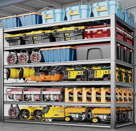 60" Wide Heavy Duty Garage Shelving Adjustable 6 Tier Garage Storage Shelves 3900LBS Metal Shelving Unit Industrial Utility Shelf, 84" H x 60" W x 24" D