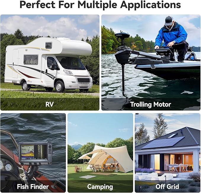 Power Queen MINI LiFePO4 Lithium Battery with 14.6V 20A Battery Charger, 12V 100Ah Battery with Built-in 100A BMS, 1280Wh Energy, Up to 15000 Cycles, 10-Year Lifespan for Backup Power, RV, Camping