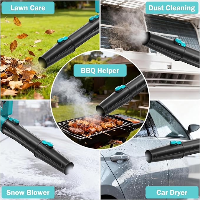 6 Speed Levels Electric Leaf Blower Cordless, 900000RPM Cordless Leaf Blower with 2 X 4.0Ah Batteries and Charger, Leaf Blowers 21V, Battery Lawn Blower for Patio Cleaning, Lawn Care, Blowing Leaves