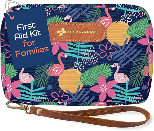 KeepGoing Travel First Aid Kit for Kids – 130 Pc. for Car, Home, Purse, Diaper Bag & Backpack with Latex-Free Bandages - Mini First Aid Kit Travel Size TSA-Approved