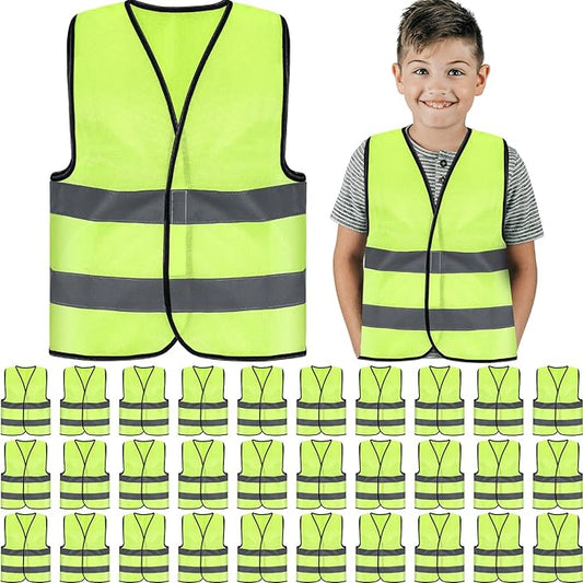Zhanmai Kids Safety Vest Bulk High Visibility Reflective Construction Vest with Strips Neon for Traffic Child Outdoor