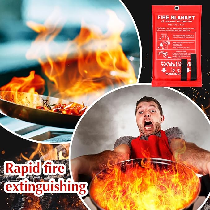 Macarrie 40 Pack 39” x 39” Fire Blanket Emergency for Home and Kitchen Safety Suppression Blanket Fiberglass Fireproof Survival for Fireplace Car Office Camping (Red)