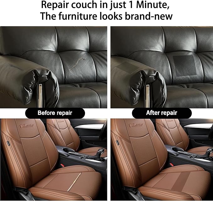 Self Adhesive Leather Repair Patch,8x12 inch Vinyl Repair Kit,Leather Repair Kit for Furniture,Car Seat,Couch,Office Chair,2 Pcs Dark Gray