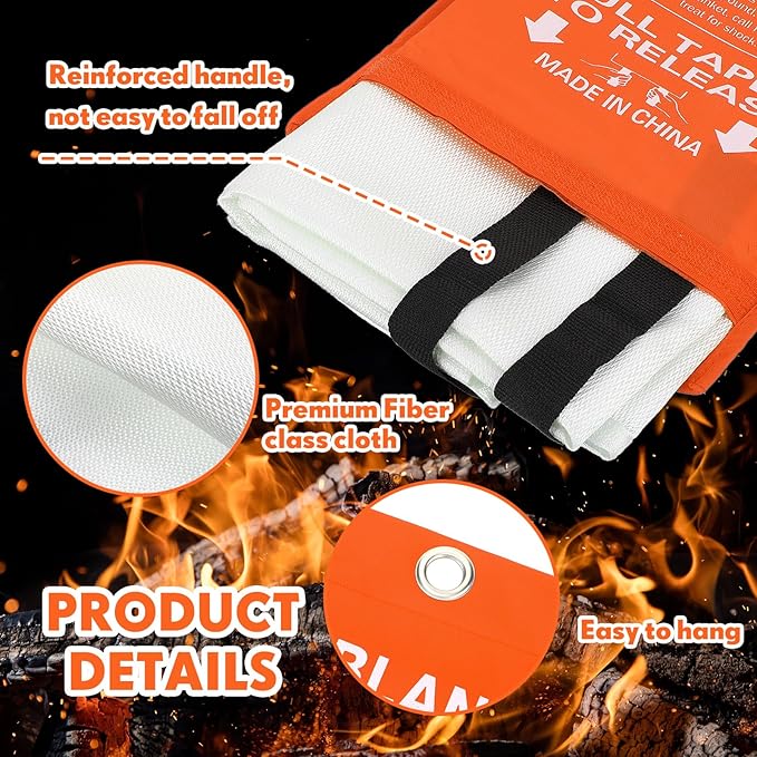 Macarrie 30 Pack 39” x 39” Fire Blanket Emergency for Home and Kitchen Safety Suppression Blanket Fiberglass Fireproof Survival for Fireplace Car Office Camping (Orange)