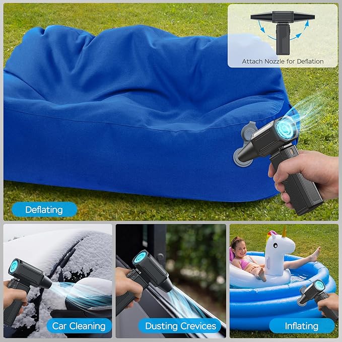 Compressed Air Duster,130000RPM Electric Duster,Stepless Speed Mini Air Blower,Replace Canned Air Duster,Cordless Rechargeable Jet Fan Blower for Keyboard Computer Car Cleaning Dry-Blue