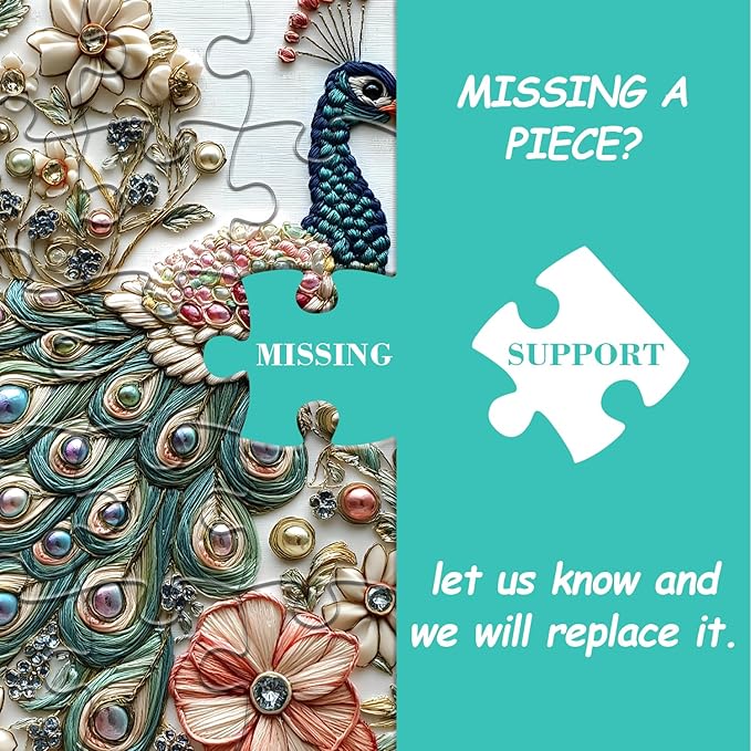 Peacock Puzzles for Adults 1000 Pieces, Unique Bird Art Flower Garden Animal, Jewels of The Fluttering Wings Jigsaw Puzzle, Challenge for Adults Aesthetic